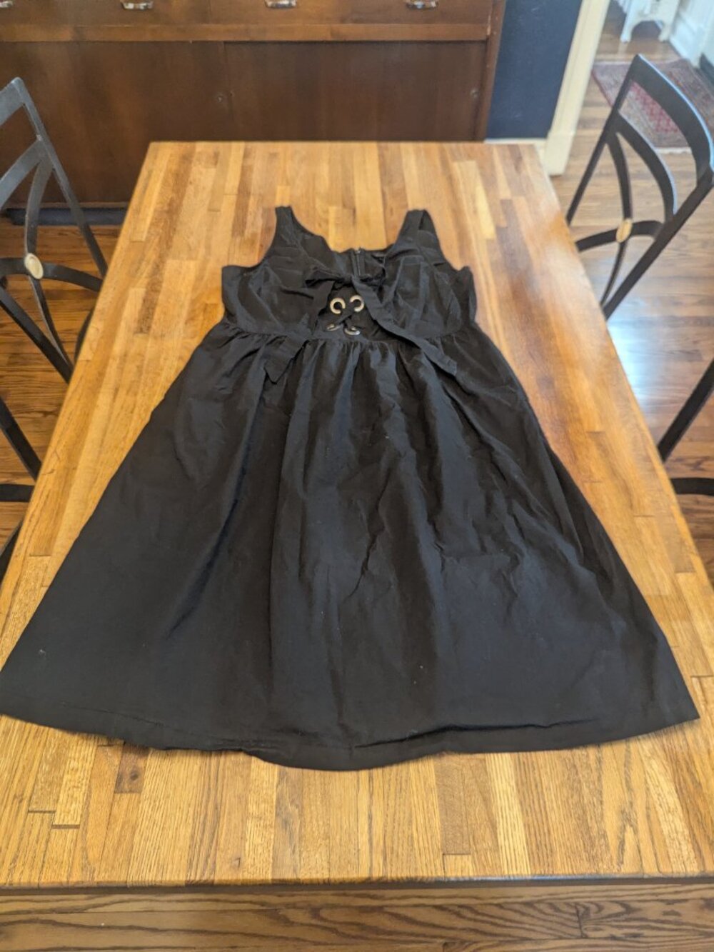 Black Tank Dress w/ Silver Gromet Bow Lace Up POCKETS Size XL